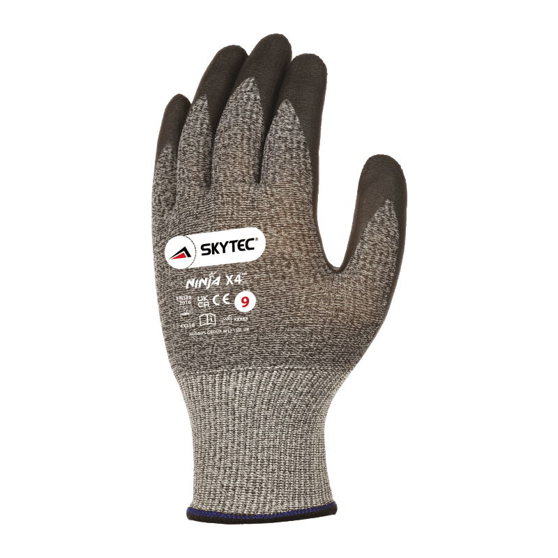 Skytec Skytec Ninja X4 Black, Grey Fibreglass, Nylon General Handling Gloves, Size 8, Bi-Polymer Coating