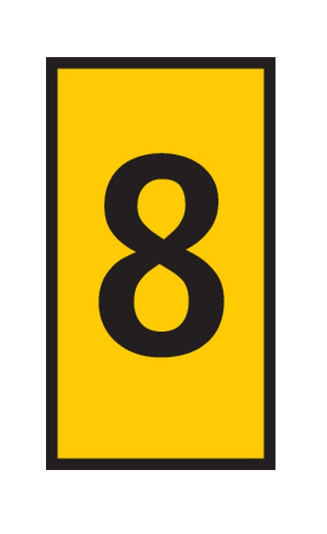 HellermannTyton WIC Snap On Clip On Cable Marker, Yellow, Pre-printed "8", 4.3 → 5.3mm Cable, 561-03684