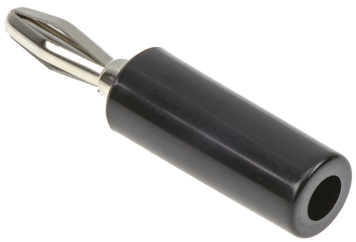 Mueller Electric Black Male Banana Plug, 4 mm Connector, 15A, Nickel Plating