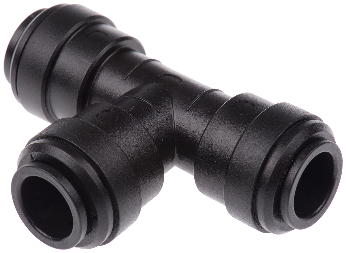 John Guest PM Series Tee Tube-to-Tube Adaptor Push In 12 mm, Push In 12 mm to Push In 12 mm, Tube-to-Tube Connection