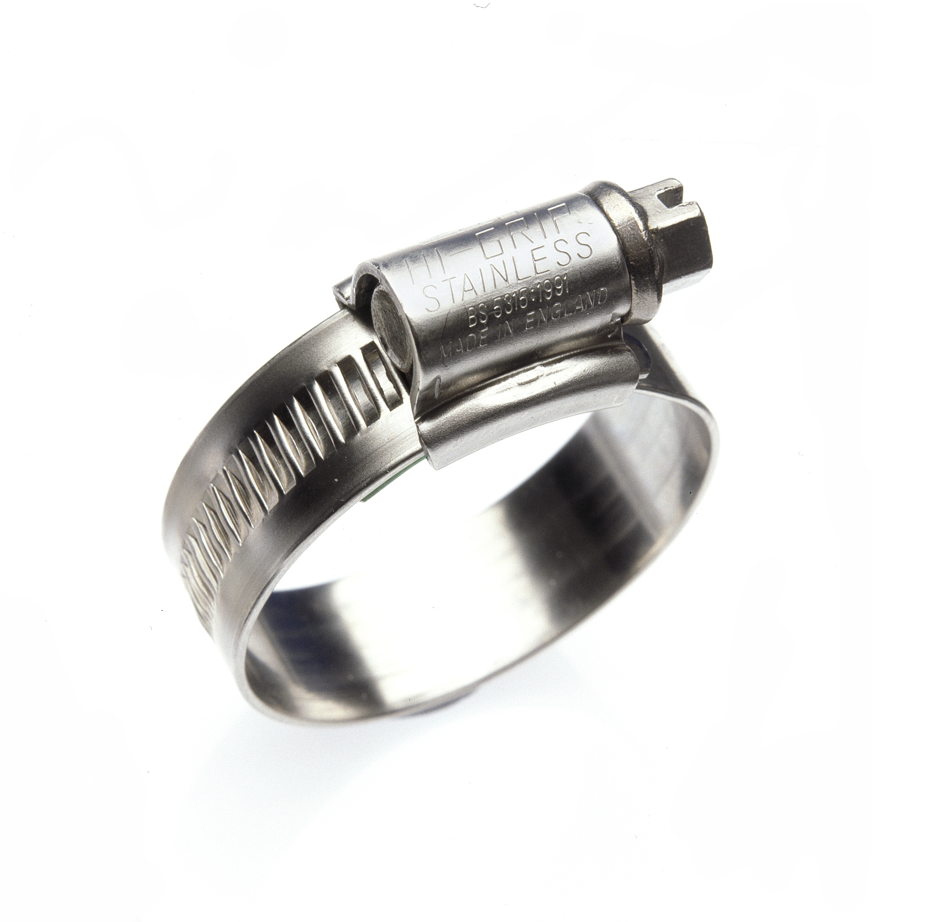 HI-GRIP A4/316 Stainless Steel Slotted Screw Hose Clip, 0.9mm Band Width, 320mm ID