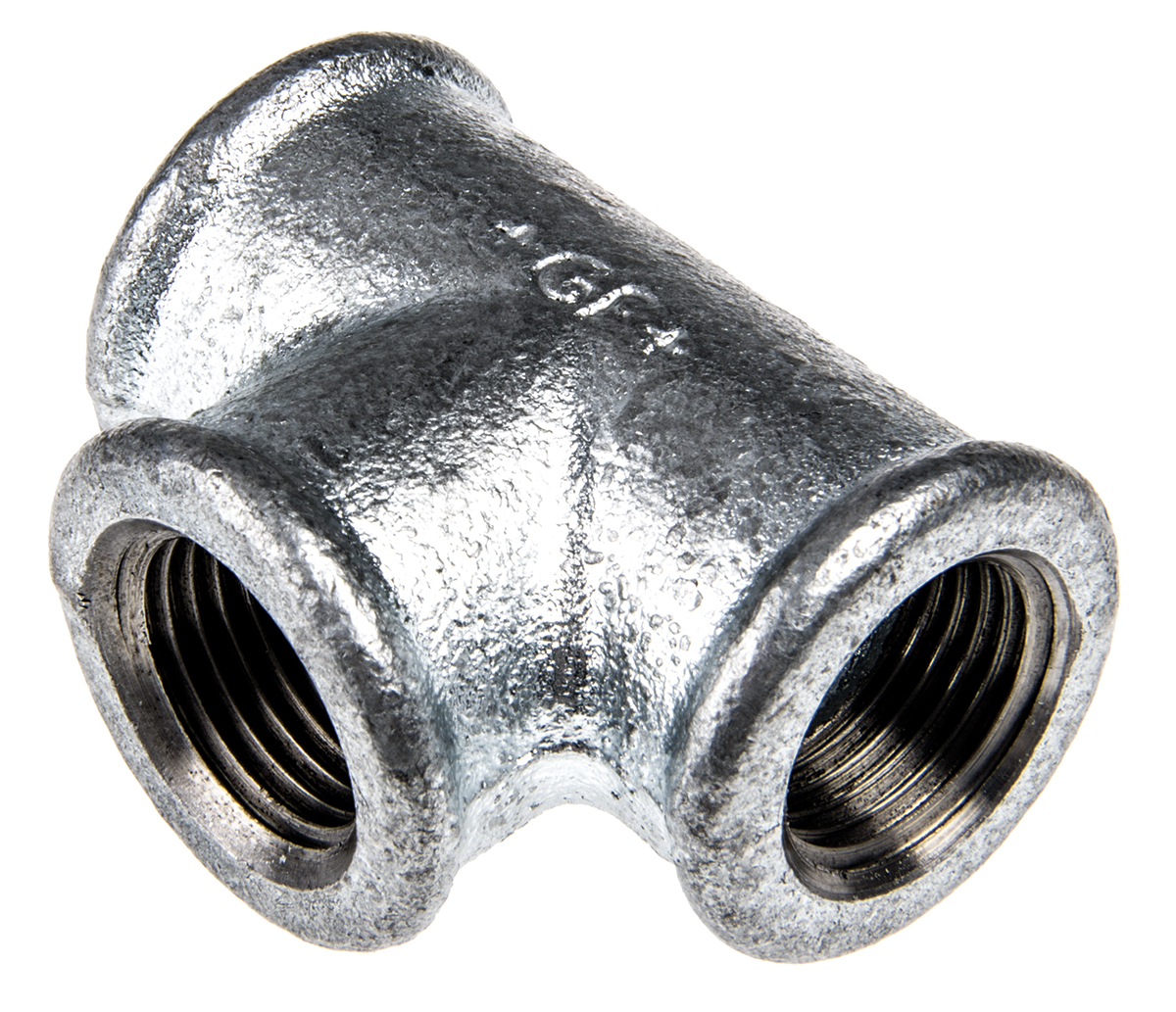 Georg Fischer Galvanised Malleable Iron Fitting Tee, Female BSPP 2in to Female BSPP 2in to Female BSPP 2in