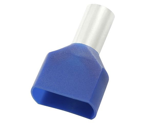 RS PRO Insulated Crimp Bootlace Ferrule, 13mm Pin Length, 3.2mm Pin Diameter, 2 x 2.5mm² Wire Size, Blue