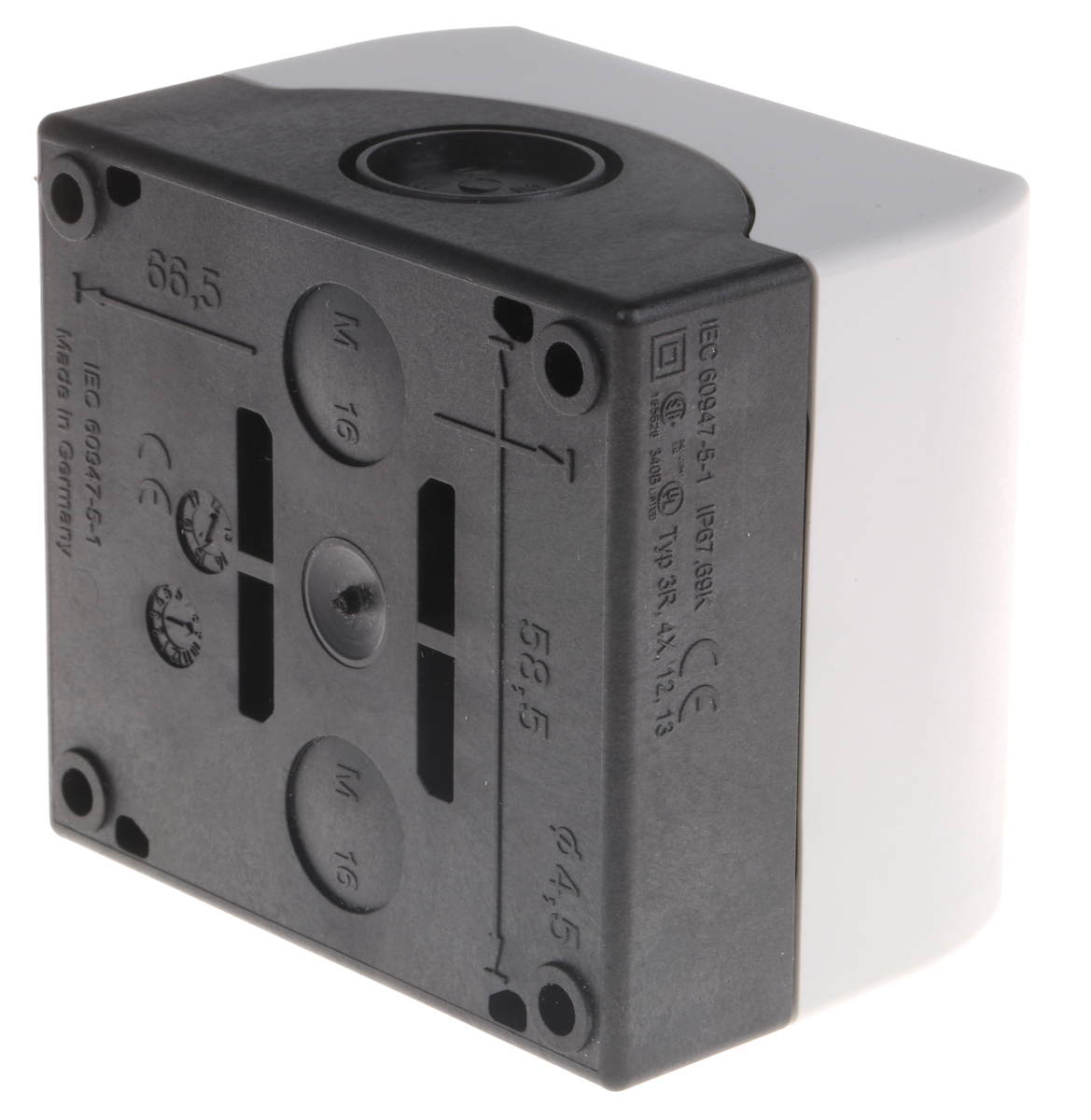 Eaton Momentary Enclosed Push Button - SPDT, Plastic, 1 Cutouts, Red, O, IP69K