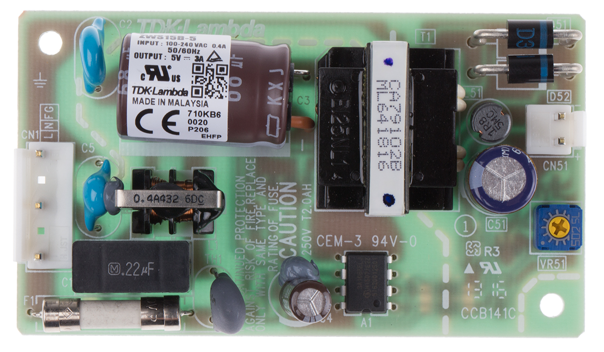 TDK-Lambda Switching Power Supply, ZWS15B-5, 5V dc, 3A, 15W, 1 Output, 120 → 370 V dc, 85 → 265 V ac