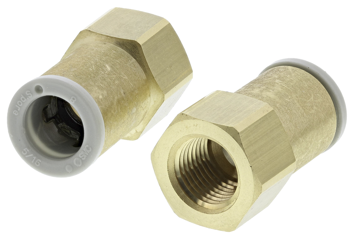 SMC KQ2 Series Straight Threaded Adaptor, Rc 1/8 Female to Push In 8 mm, Threaded-to-Tube Connection Style