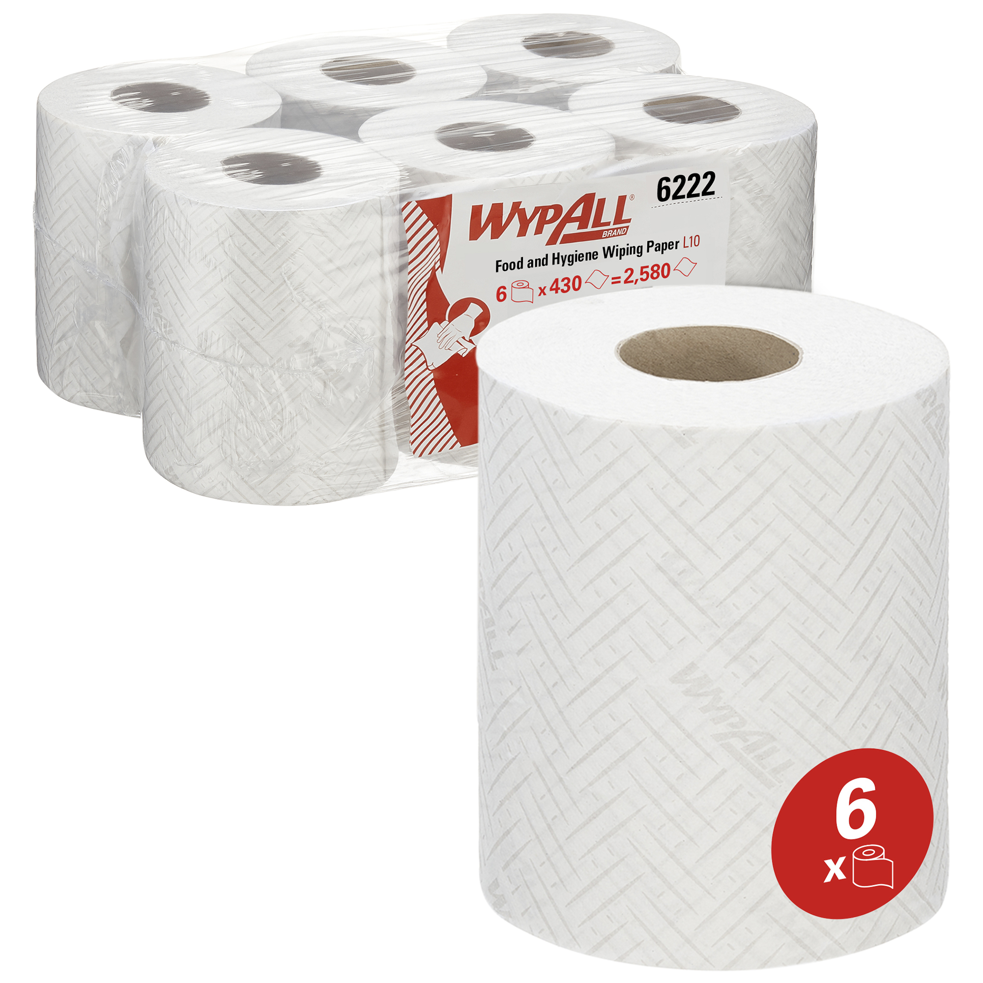 WYPALL WypAll L10 General Clean (6222) Rolled White Paper Towel, 380 x 183mm, 1680 Sheets
