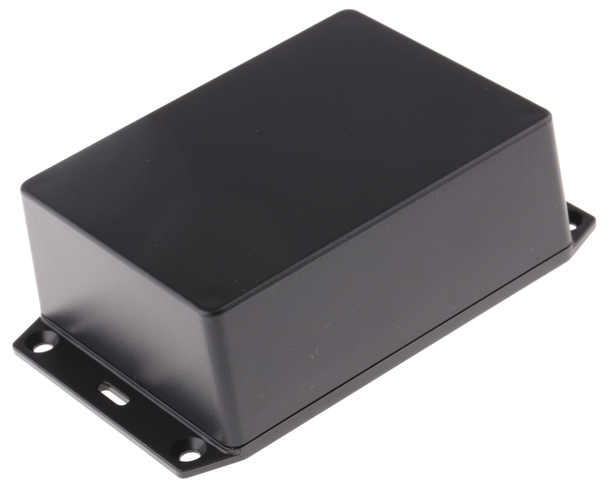 Hammond 1591 Series Black ABS Enclosure, IP54, Flanged, Black Lid, 109 x 81 x 41mm