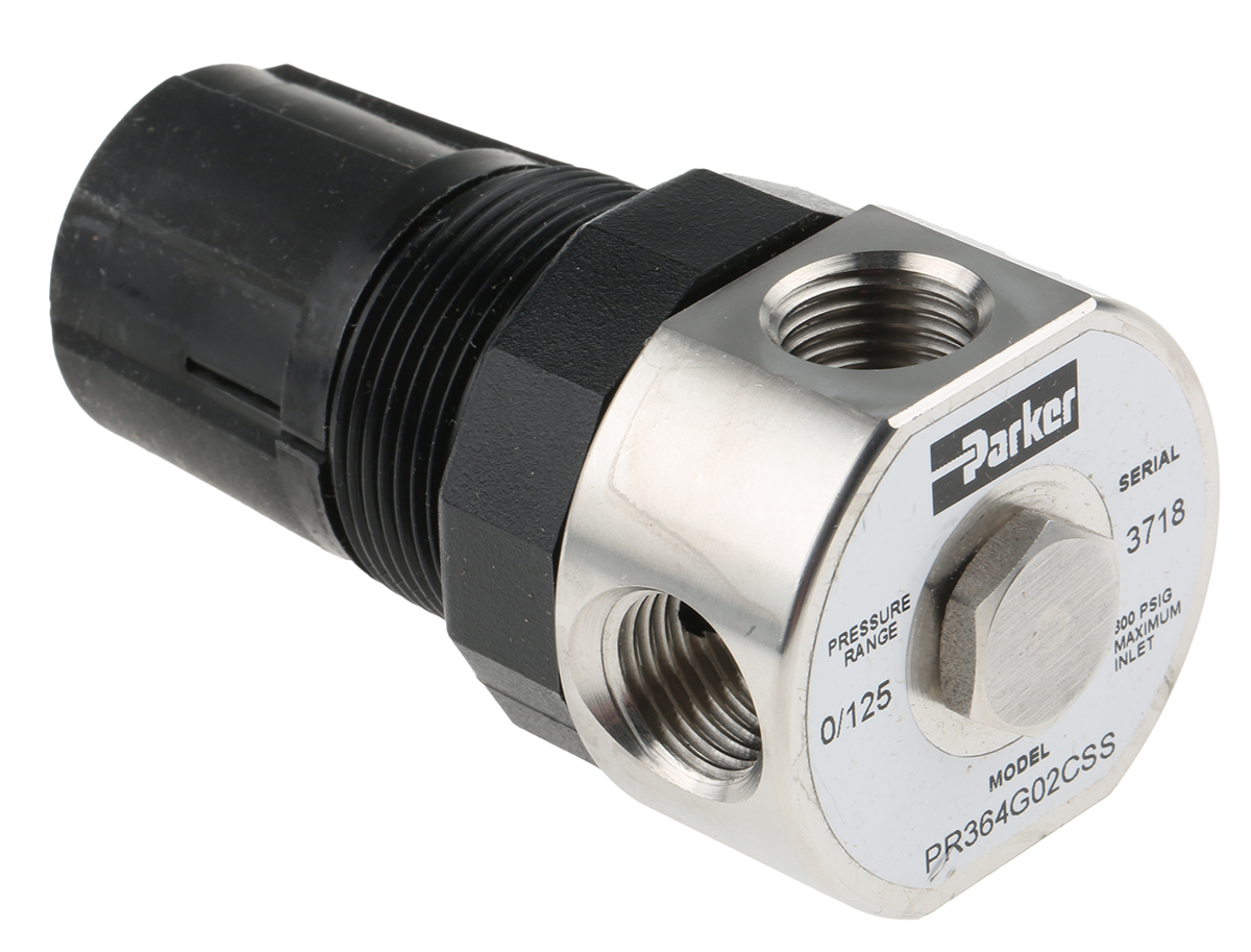 Parker G 1/4 Pneumatic Regulator - 0bar to 8.5bar, 1/4in, 20.7bar max. input