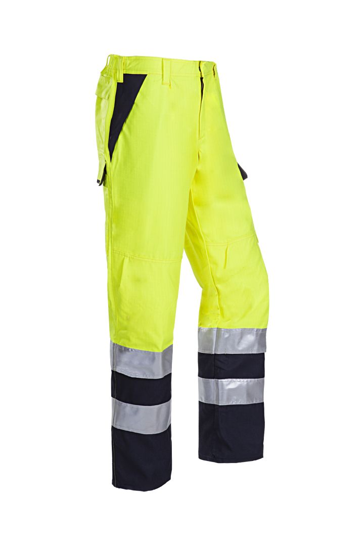 Sioen Uk 022VN2PF9 Navy, Yellow Hi Vis Trouser Anti-Static, Chemical Resistant, Waterproof, Flame Retardant 36 in 36T