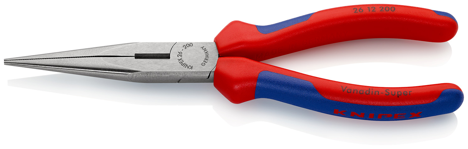 Knipex Long Nose Pliers, 200 mm Overall, Straight Tip, 73mm Jaw