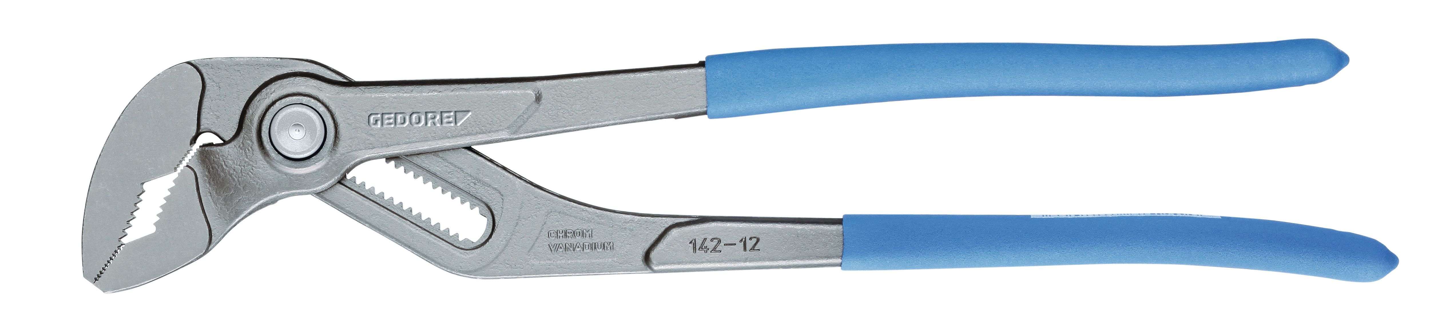 Gedore 142 12TL Water Pump Pliers, 309 mm Overall, Bent Tip, 43mm Jaw