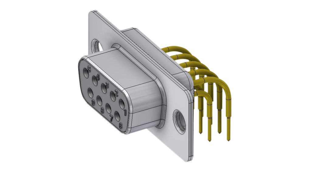 Deltron Connectors DTS 9 Way Right Angle D-sub Connector Socket, with Screw