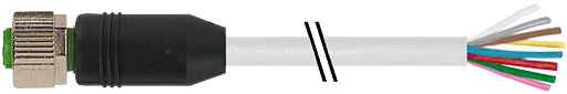 Murrelektronik Limited Female 8 way M12 to Unterminated Free End Sensor Actuator Cable, 10 m