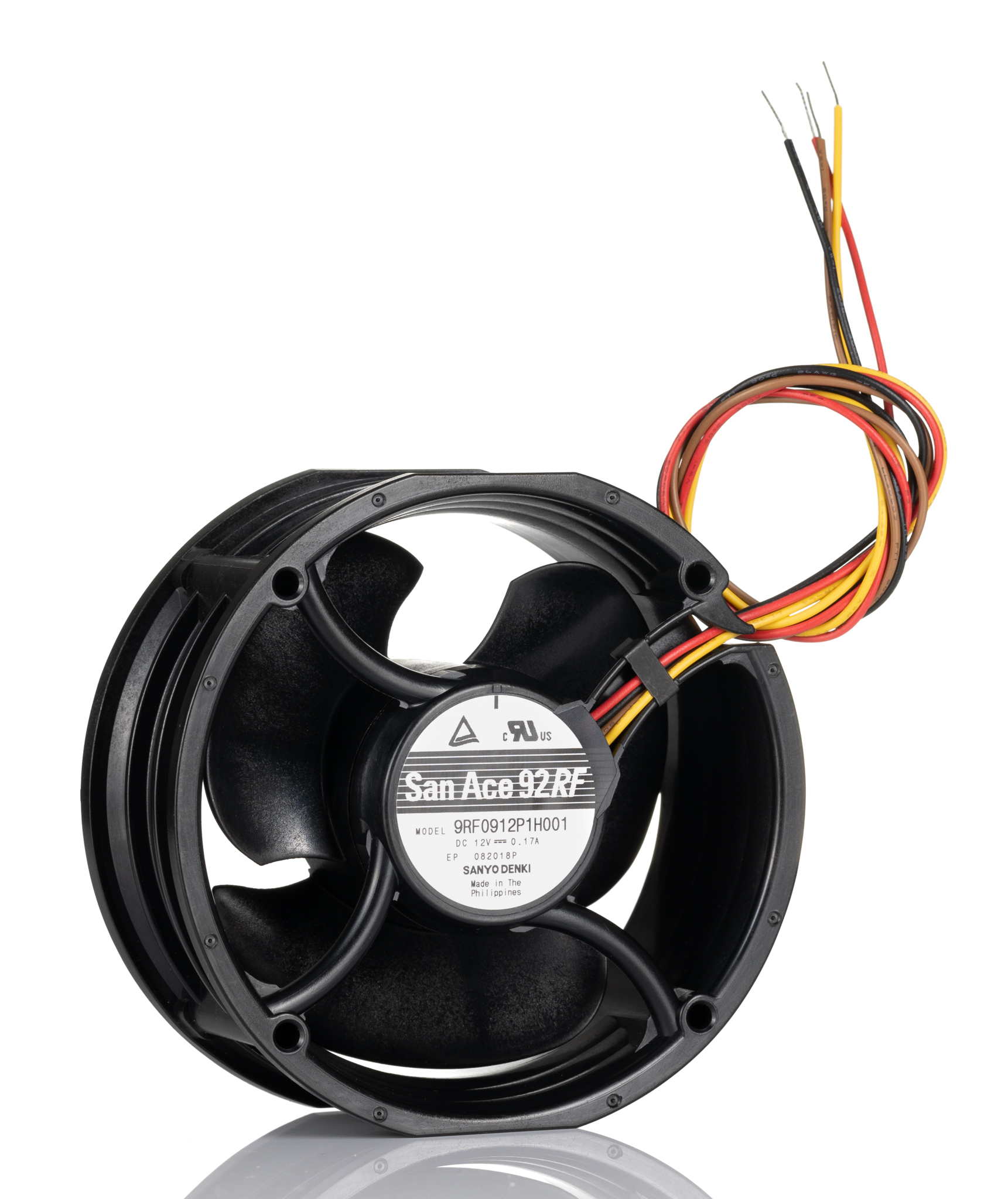 Sanyo Denki 9RF Series Axial Fan, 12 V dc, DC Operation, 1.2m³/min, 2W, 170mA Max, 92 x 38mm