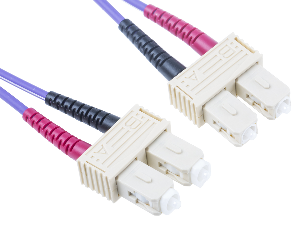RS PRO SC to SC Duplex Multi Mode OM3 Fibre Optic Cable, 50/125μm, Purple, 3m