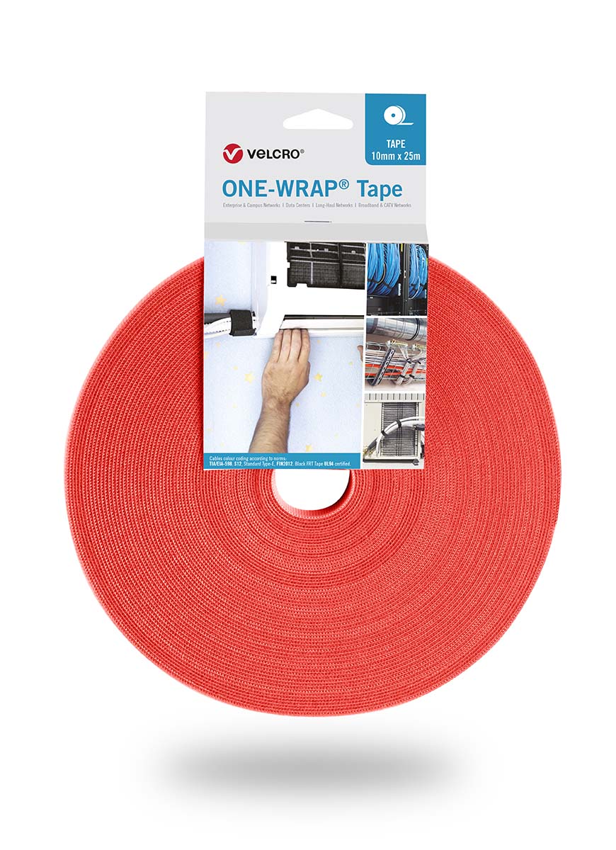 VELCRO® Red Hook & Loop Tape, 10mm x 25m