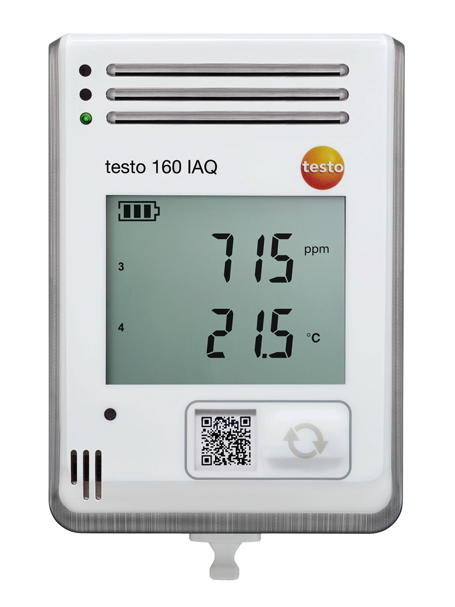 Testo 160 IAQ Data Logging Air Quality Meter for CO2, Humidity, Temperature, +50°C Max, 100%RH Max, Battery-Powered