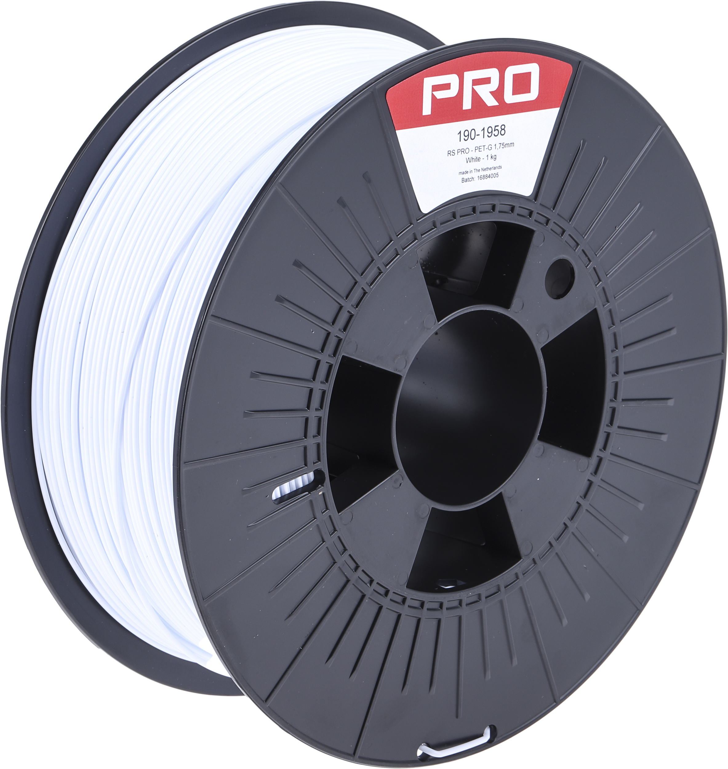 RS PRO 1.75mm White PET-G 3D Printer Filament, 1kg