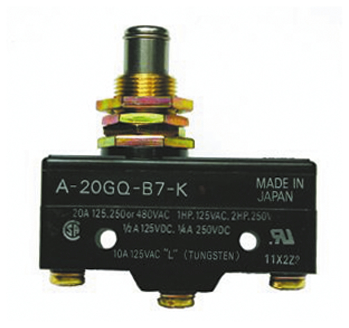 Omron Plunger Limit Switch, NO/NC, IP00, SPDT, 500V ac Max, 20A Max