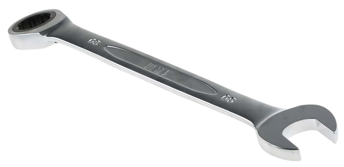 Bahco 1RM Series Ratchet Spanner, 30mm, Metric, Double Ended, 393 mm Overall