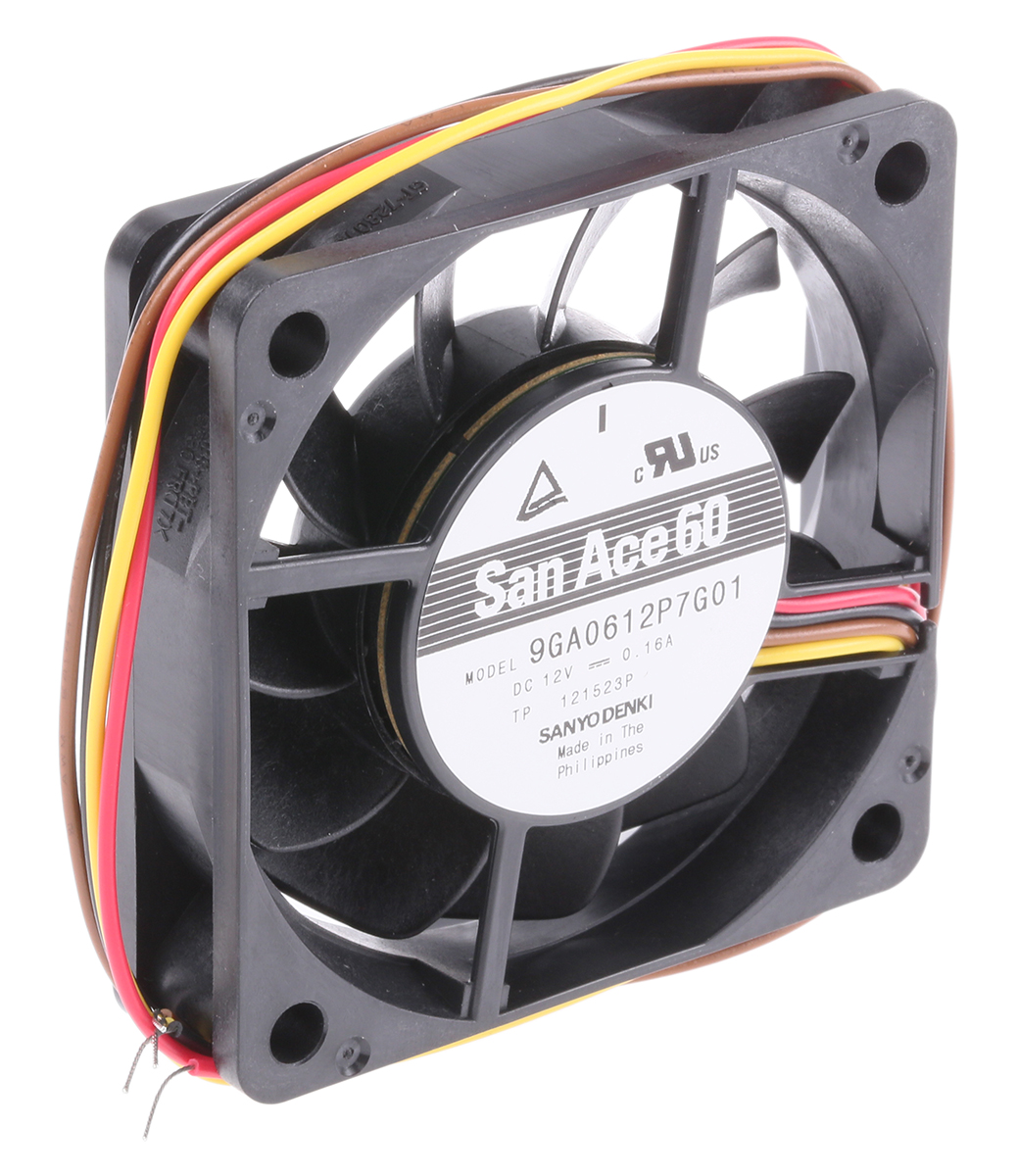 Sanyo Denki San Ace 9GA Series Axial Fan, 12 V dc, DC Operation, 41m³/h, 1.92W, 160mA Max, 60 x 60 x 15mm