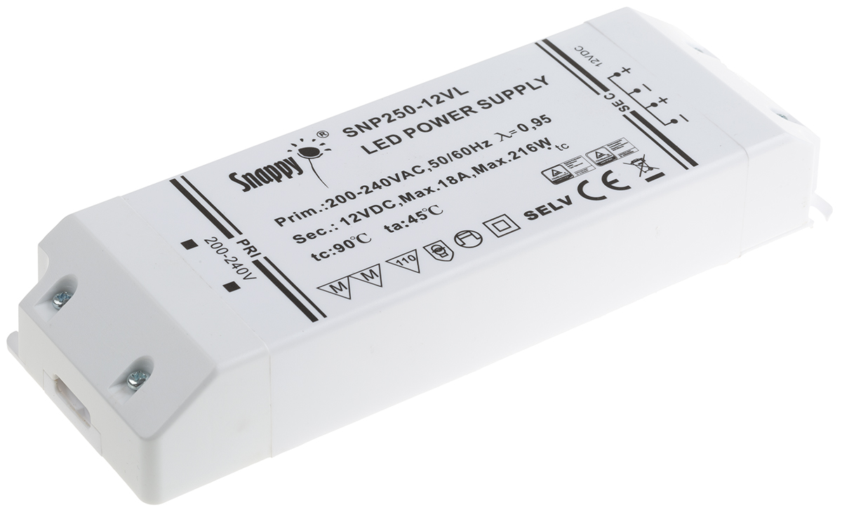 RS PRO LED Driver, 12V Output, 216W Output, 18A Output, Constant Voltage