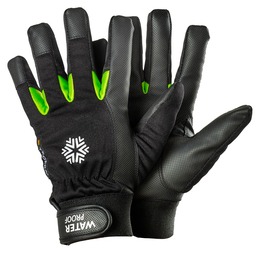 Tegera TEGERA Black, Green Synthetic Leather Work Gloves, Size 12