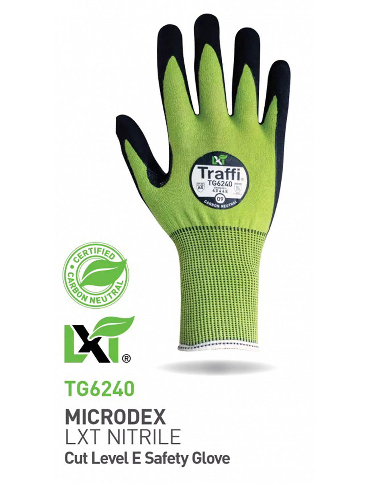 Traffi TG6240 Black, Green Steel, Elastane, Fibreglass, High Performance Polyethylene, Nylon, Polyester General Handling