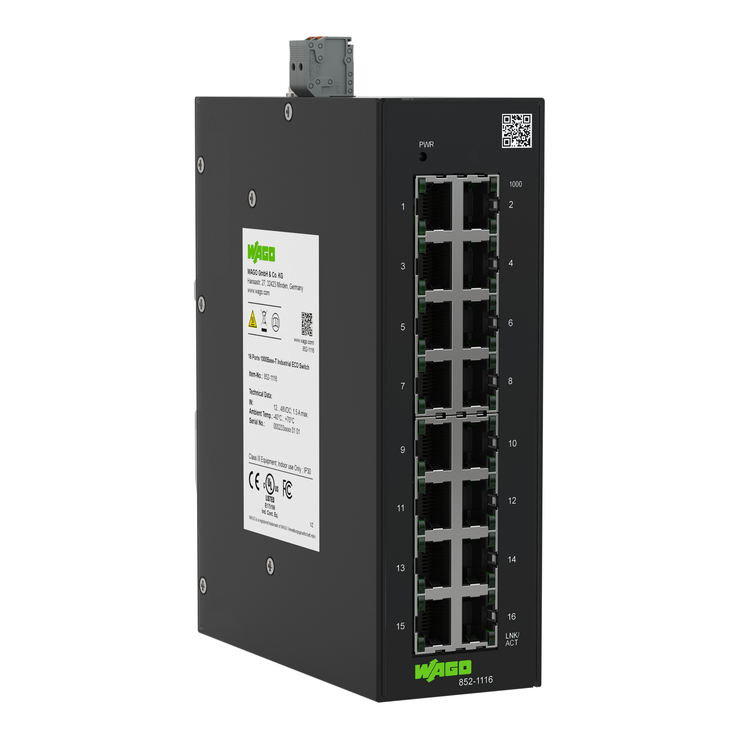 WAGO 852-1116, Unmanaged 16 Port Switch
