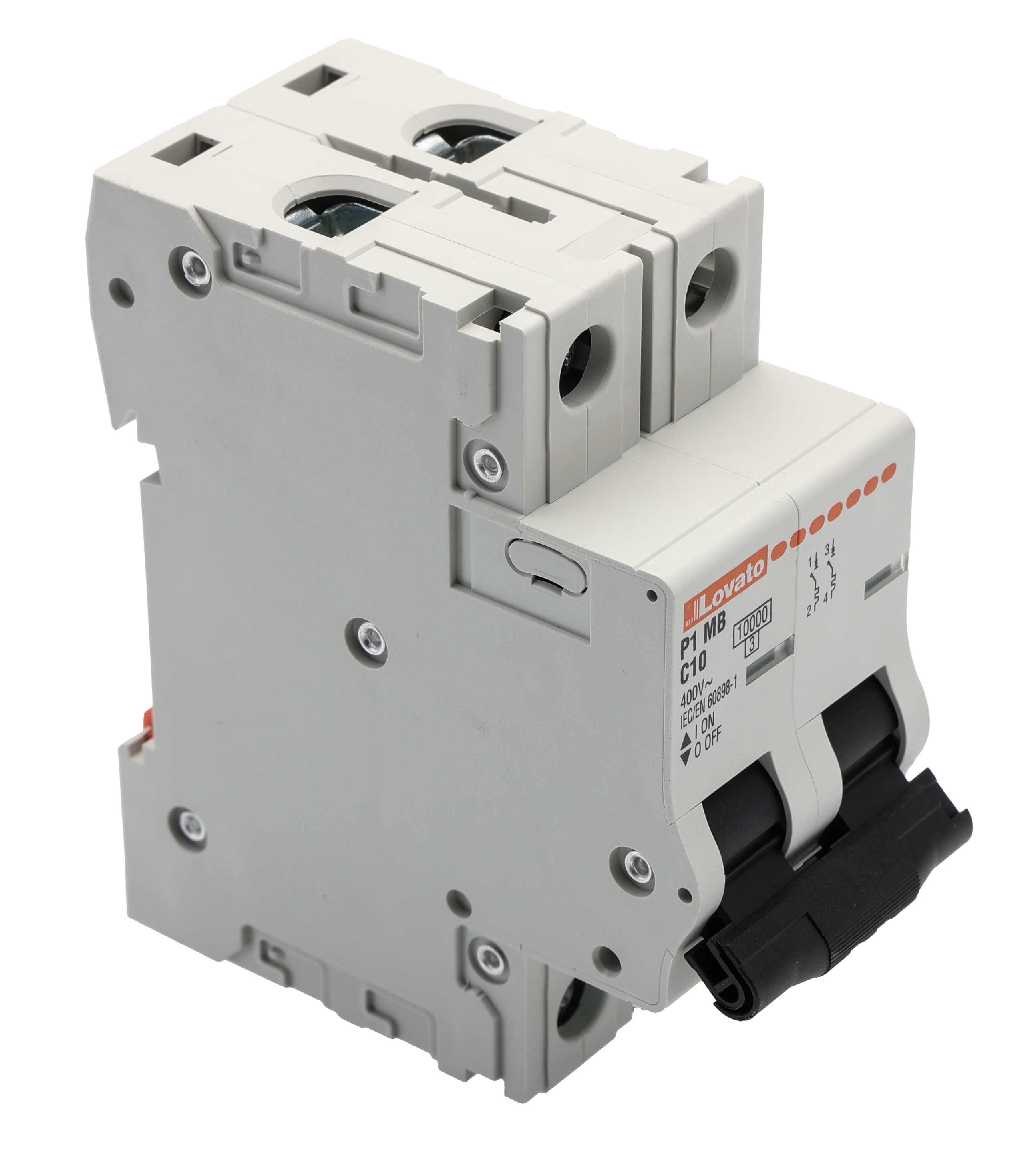 Lovato ModuLo P1MB MCB, 2P, 10A Curve C, 230V AC, 80V DC, 10 kA Breaking Capacity