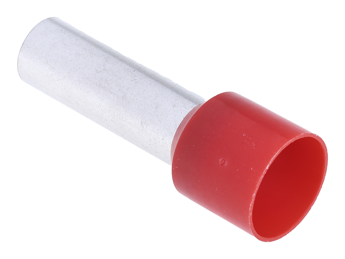 RS PRO Insulated Crimp Bootlace Ferrule, 25mm Pin Length, 8.3mm Pin Diameter, 35mm² Wire Size, Red
