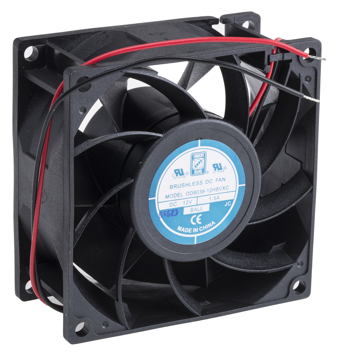 RS PRO Axial Fan, 12 V dc, DC Operation, 168.2m³/h, 14W, 1.2A Max, 80 x 80 x 38mm