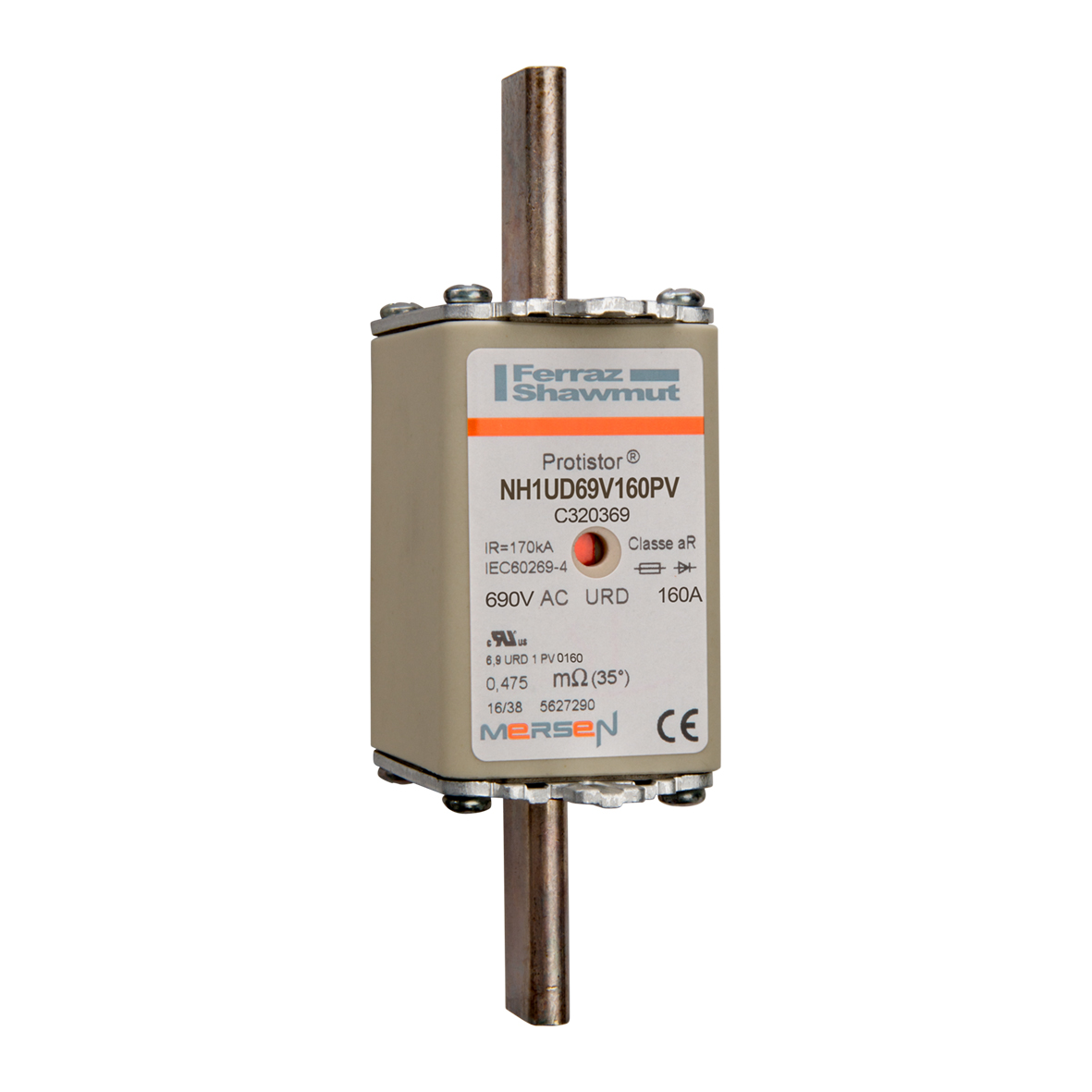 Mersen 160A NH Fuse, NH1, 690V ac