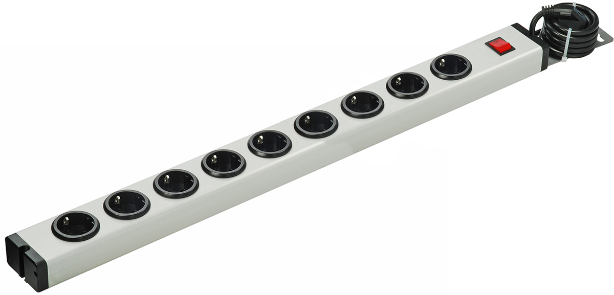 Bodo Ehmann Type F - German Schuko 9 Gang Power Distribution Unit, 1.5m Cable, 16A, 250 V ac