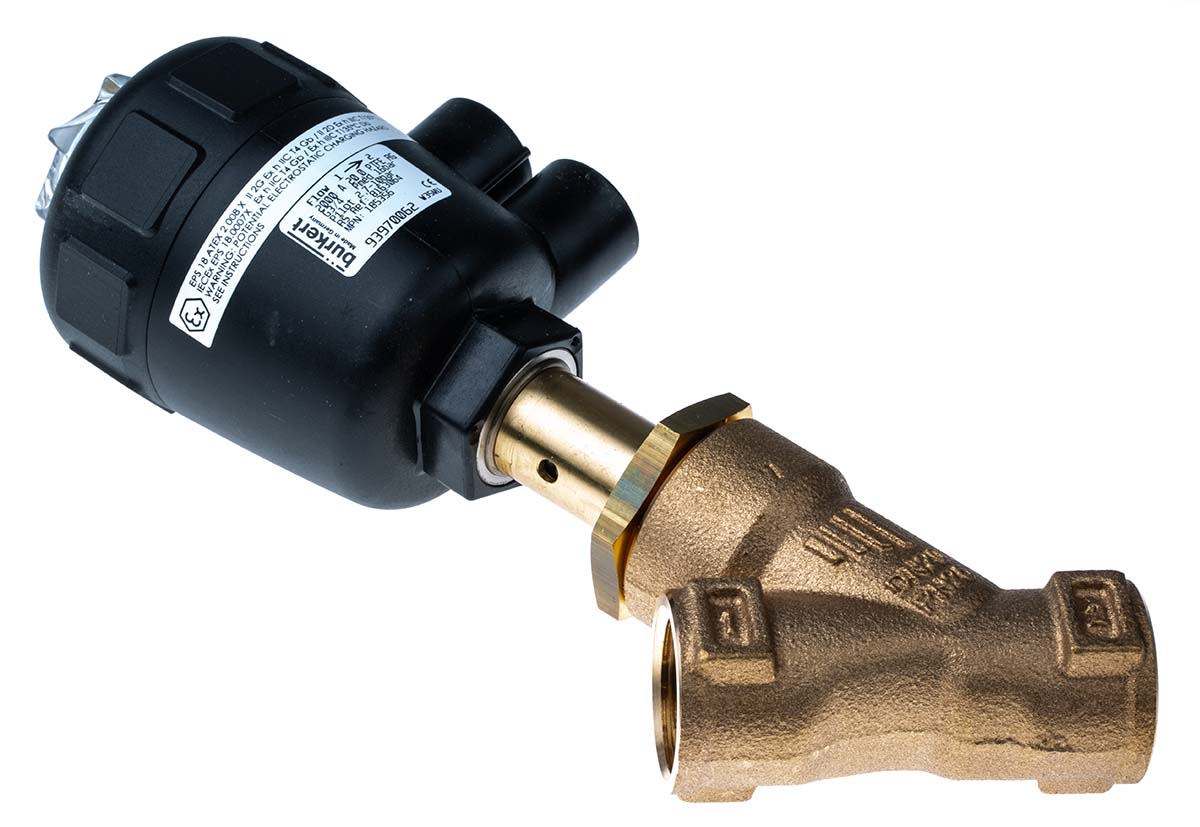 Burkert Angle type Pneumatic Actuated Valve, G 3/4in, 16 bar