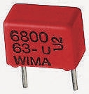WIMA FKP2 Polypropylene Film Capacitor, 63 V ac, 100 V dc, ±5%, 1.5nF, Through Hole