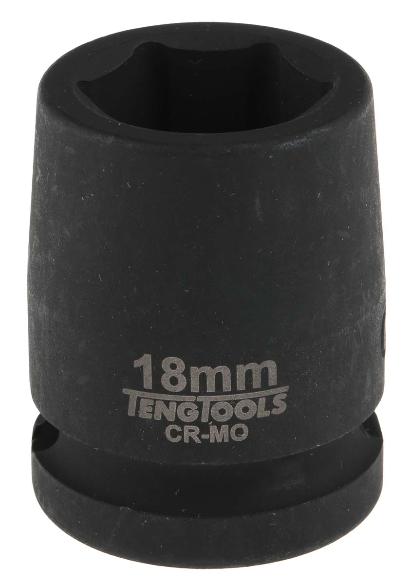 Teng Tools 18mm, 1/2 in Drive Impact Socket, 30 mm length