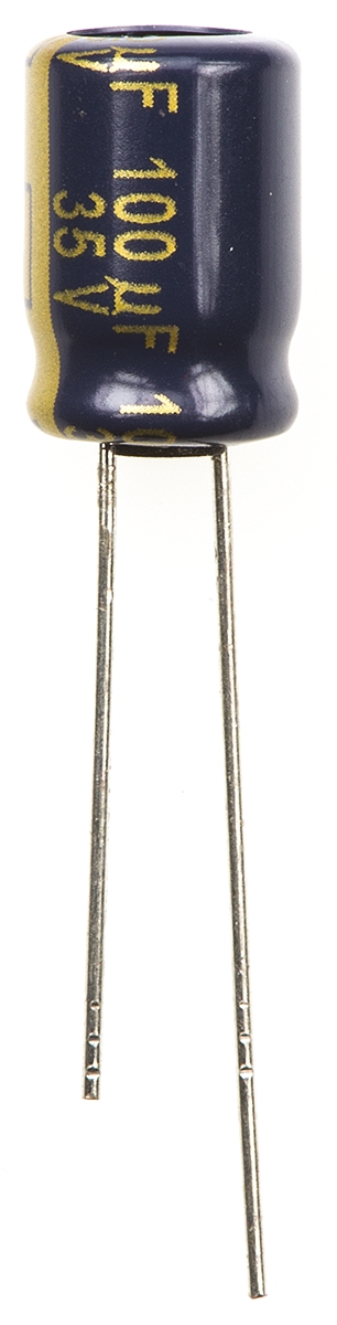 Panasonic 100μF Aluminium Electrolytic Capacitor 35V dc, Radial, Through Hole - EEUFC1V101