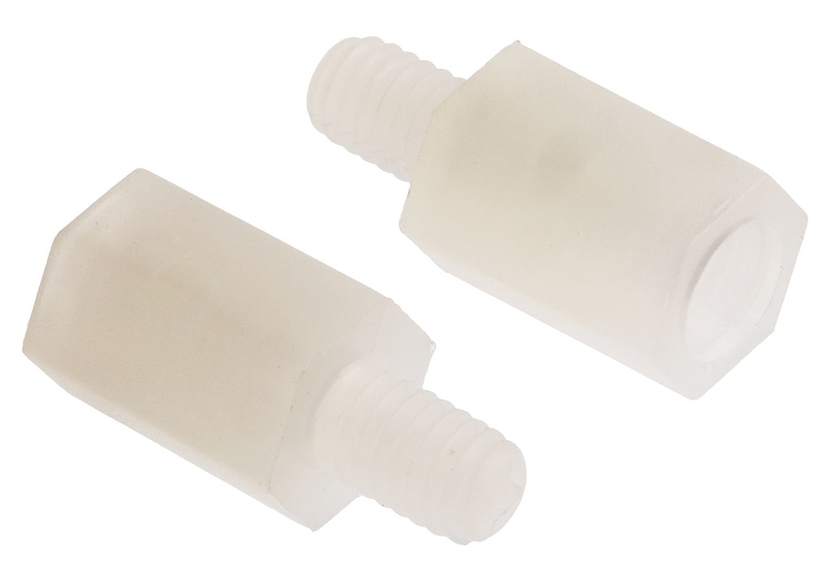 RS PRO Standoff, M4 x M4 Thread, 10mm Body, Nylon 66, Male/Female, 6mm Stud
