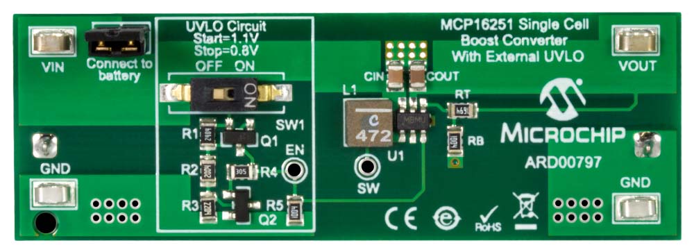 Microchip Single Cell Boost Converter Boost Converter for MCP16251 for Cell