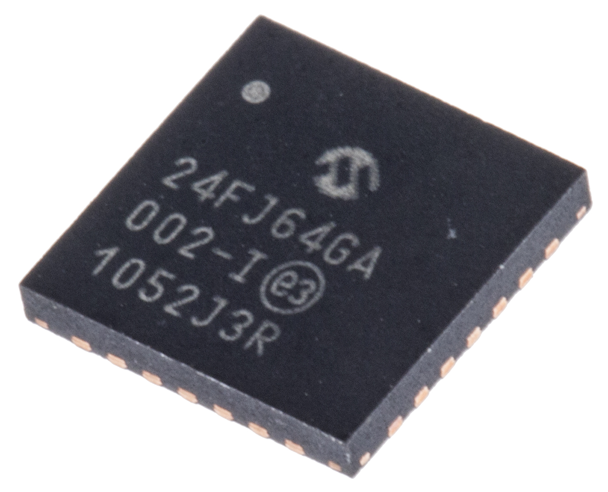 Microchip PIC24FJ64GA002-I/ML, 16 bit PIC, PIC24FJ Microcontroller, 32 MHz, 64kB FLASH, 28-Pin QFN