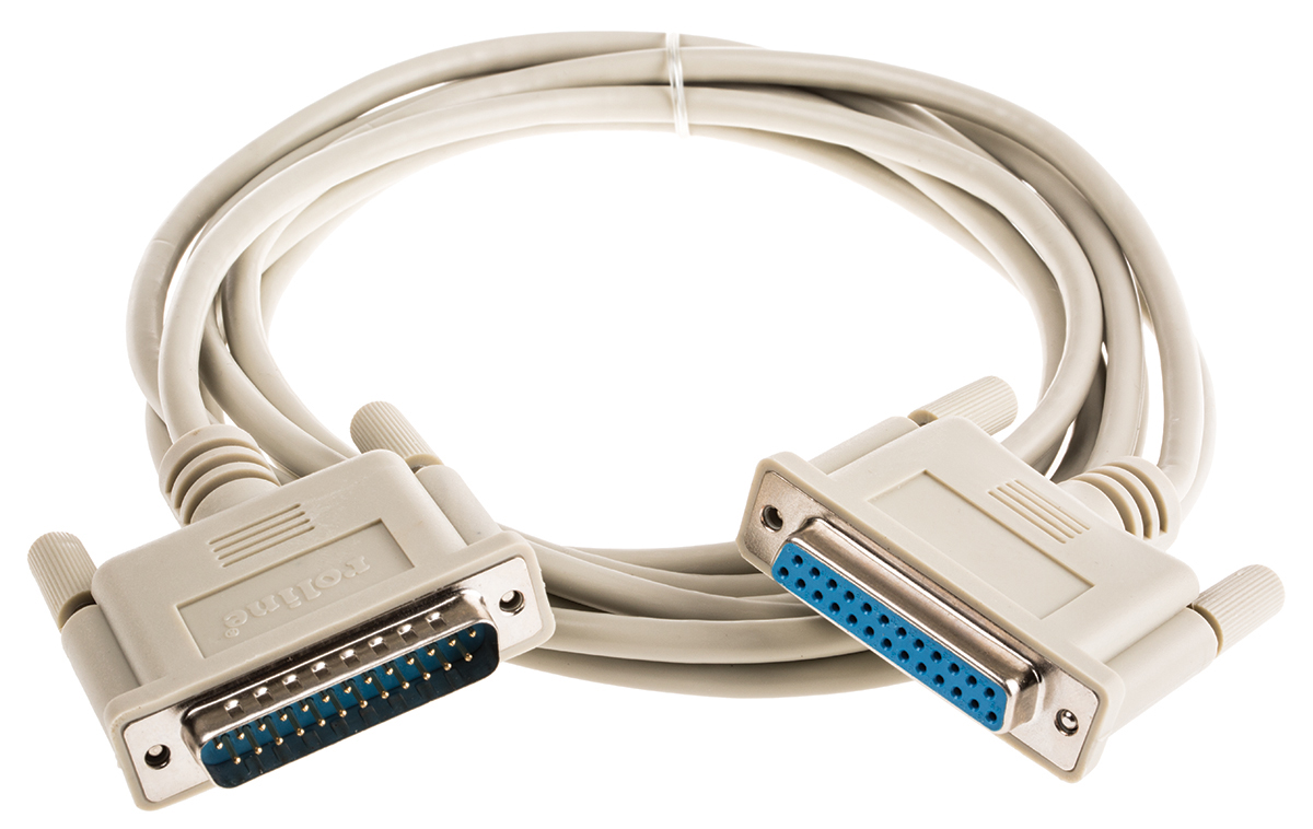 Roline Male 25 Pin D-sub to Female 25 Pin D-sub Serial Cable, 9m
