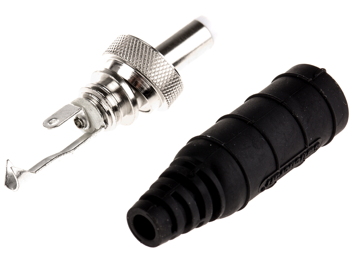 Switchcraft DC Plug Rated At 5.0A, 30.0 V, Cable Mount, length 57mm, Nickel, IP68