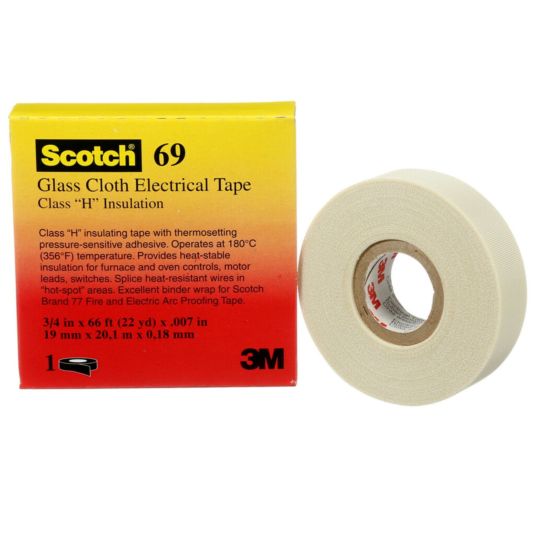 3M ET White Glass Cloth Electrical Tape, 15mm x 33m