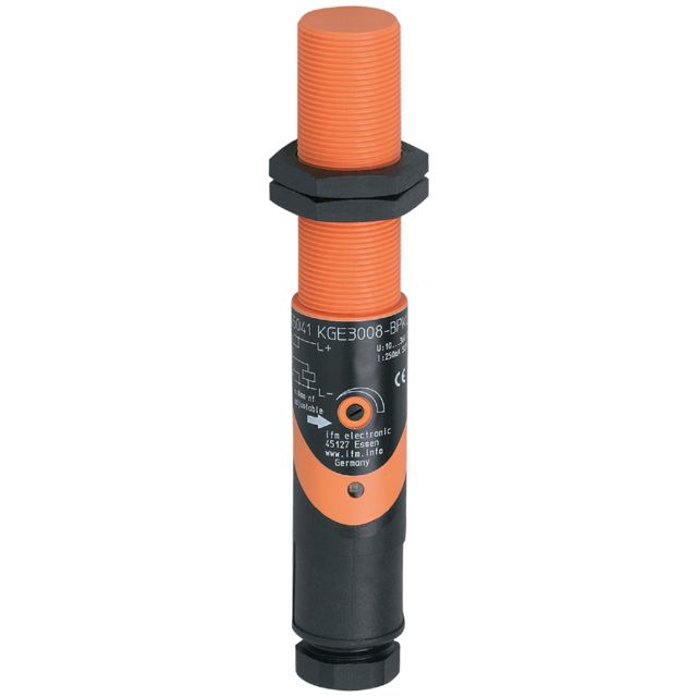 ifm electronic Capacitive Threaded Barrel Proximity Sensor, M18, 8 mm Detection, PNP NO, 10 → 36 V dc