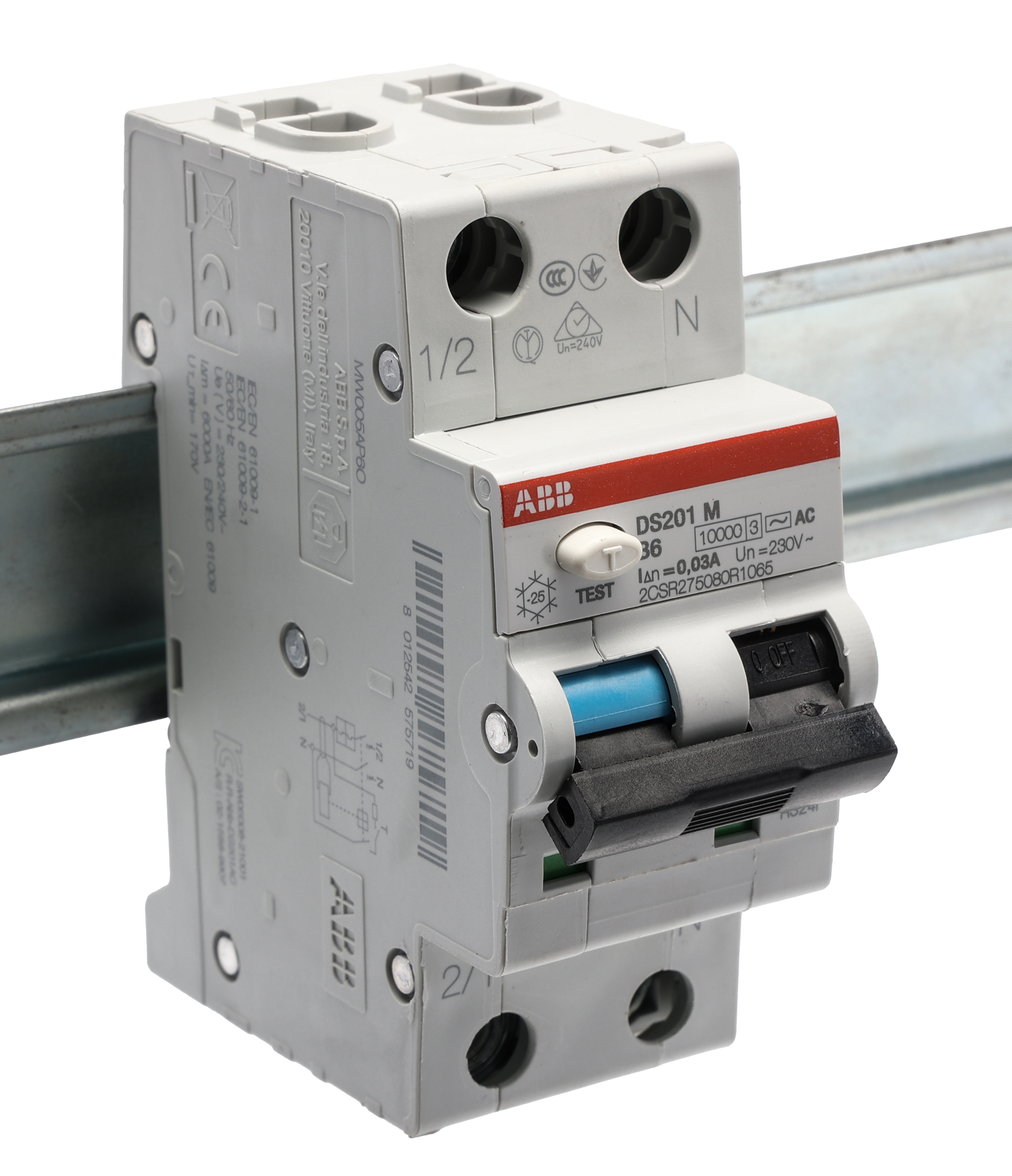 ABB RCBO, 6A Current Rating, 2P Poles, 30mA Trip Sensitivity, Type B, System Pro M Compact Range