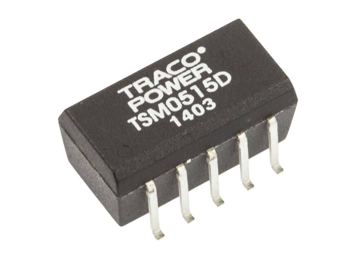 TRACOPOWER TSM DC-DC Converter, ±15V dc/ ±30mA Output, 4.5 → 5.5 V dc Input, 1W, Surface Mount, +85°C Max Temp