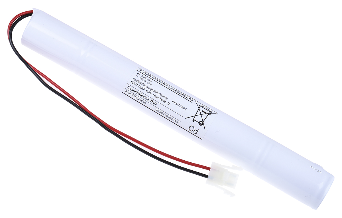 Yuasa 6V NiCd Rechargeable Battery Pack, 4Ah - Pack of 1