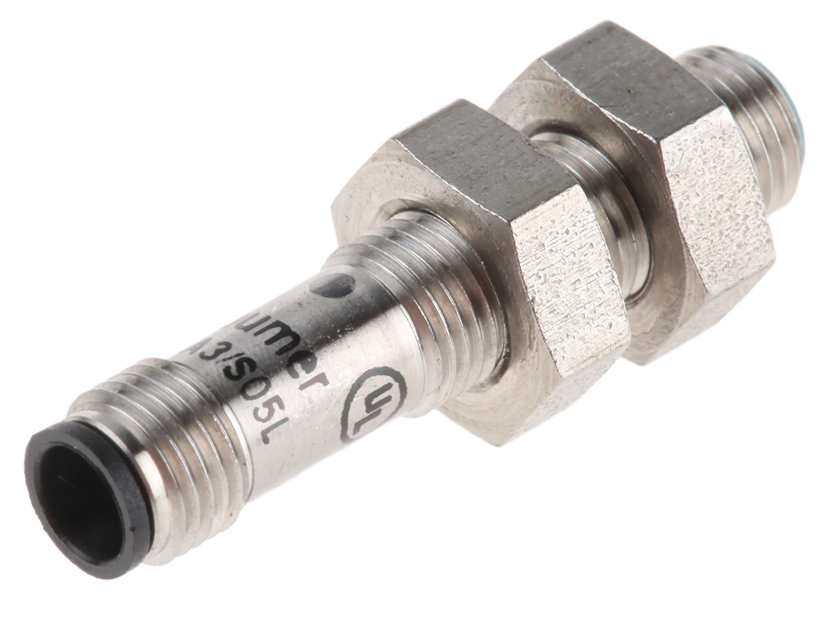 Baumer Inductive Threaded Barrel Proximity Sensor, M5, 1 mm Detection, PNP NO, 10 → 30 V dc